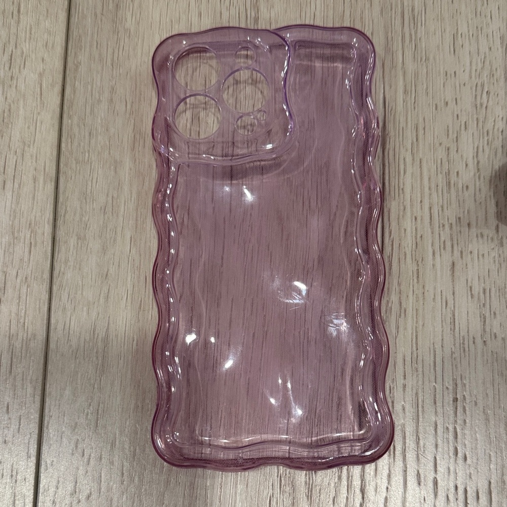 Clear Pink Wavy TPU Phone Case - Compatible Cell Phone Accessory